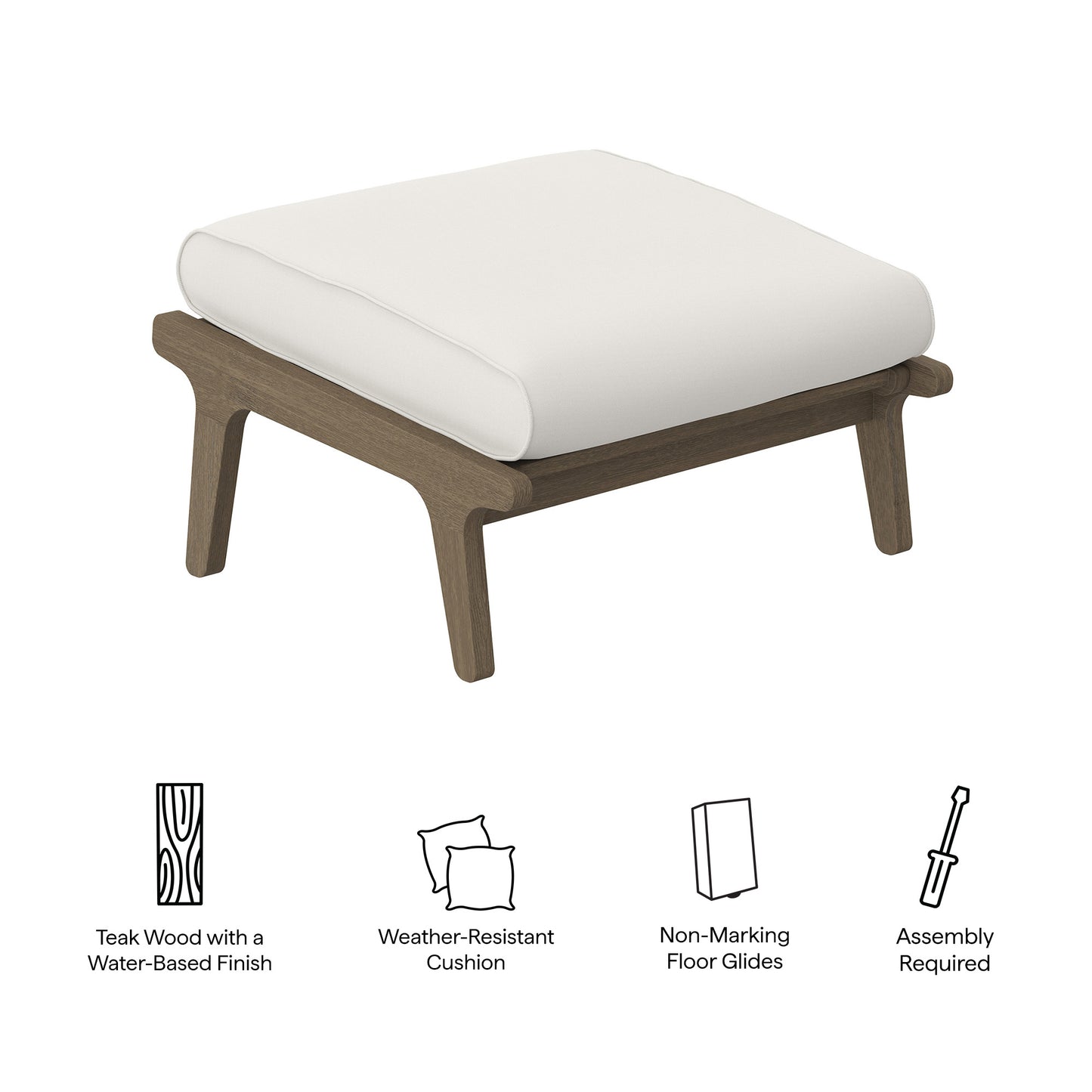 Modway - Saratoga Outdoor Patio Teak Ottoman by Modway  Outdoor Furniture Sofa Sectionals White - EEI-7250-WGR-WHI