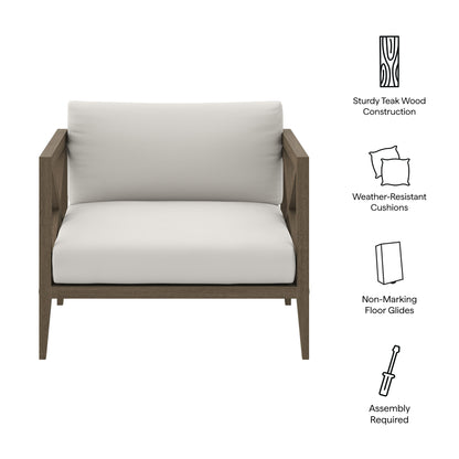 Modway - Northlake Outdoor Patio Teak Armchair by Modway  Outdoor Furniture Sofa Sectionals White - EEI-7252-WGR-WHI