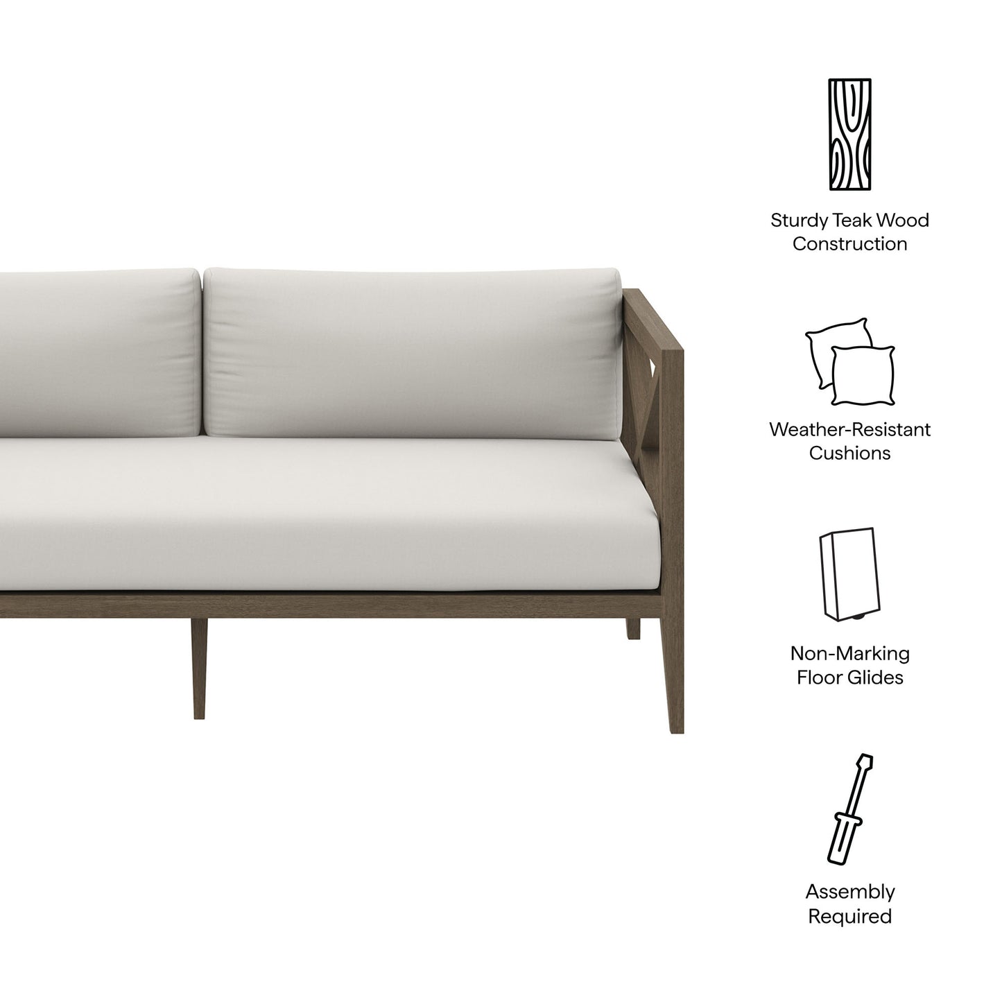 Modway - Northlake Outdoor Patio Teak Loveseat by Modway  Outdoor Furniture Sofa Sectionals White - EEI-7254-WGR-WHI