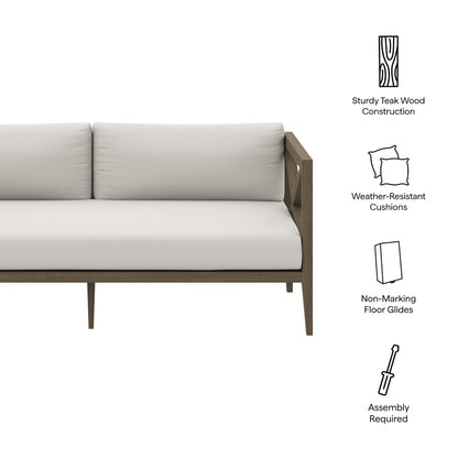 Modway - Northlake Outdoor Patio Teak Loveseat by Modway  Outdoor Furniture Sofa Sectionals White - EEI-7254-WGR-WHI
