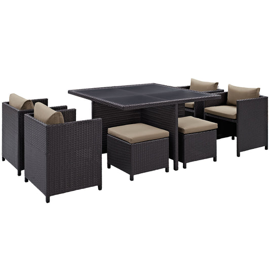 Modway Outlet Inverse 9 Piece Outdoor Patio Dining Set by Modway  Outdoor Furniture Furniture Espresso Mocha - EEI-726-EXP-MOC