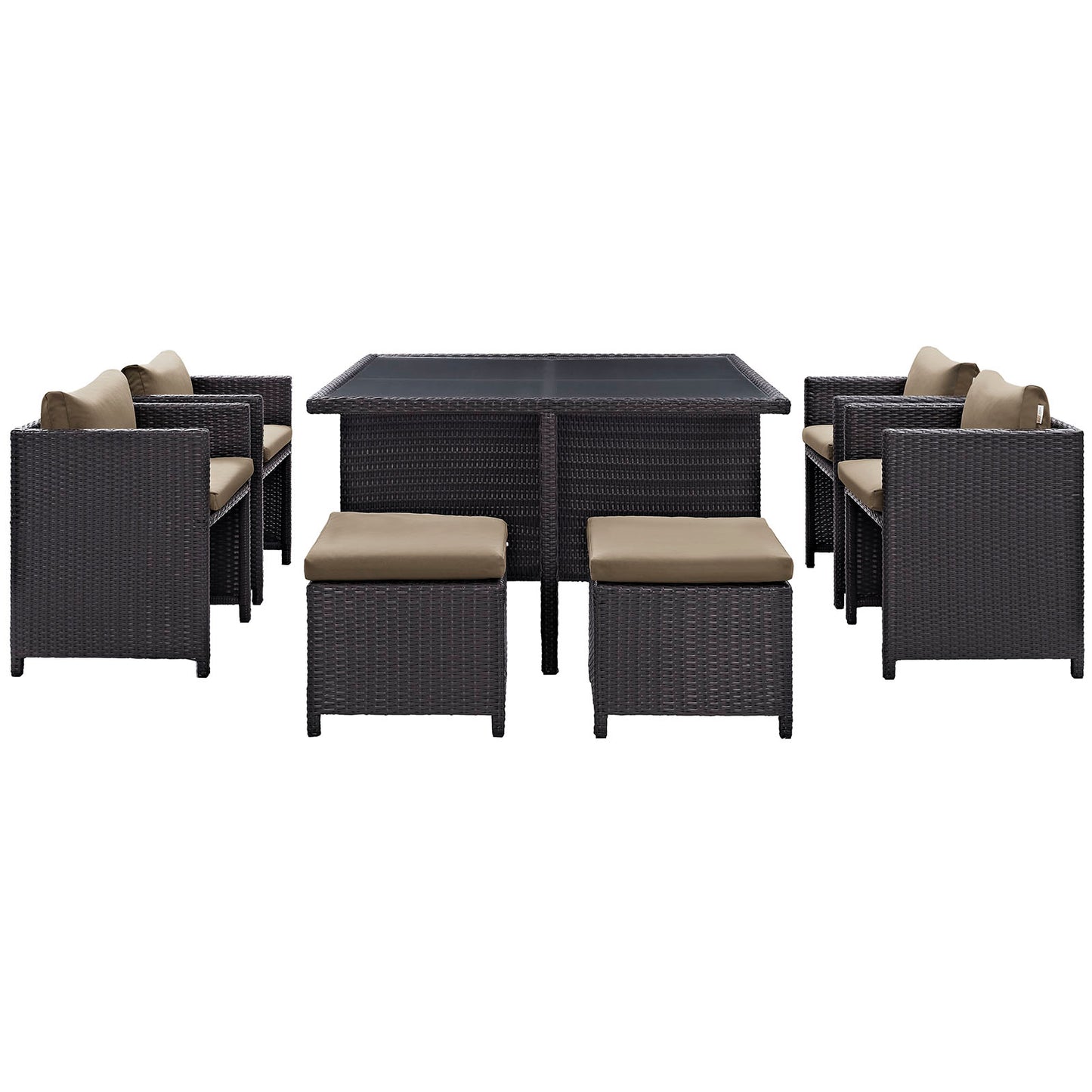 Modway Outlet Inverse 9 Piece Outdoor Patio Dining Set by Modway  Outdoor Furniture Furniture Espresso Mocha - EEI-726-EXP-MOC
