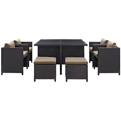 Modway Outlet Inverse 9 Piece Outdoor Patio Dining Set by Modway  Outdoor Furniture Furniture Espresso Mocha - EEI-726-EXP-MOC