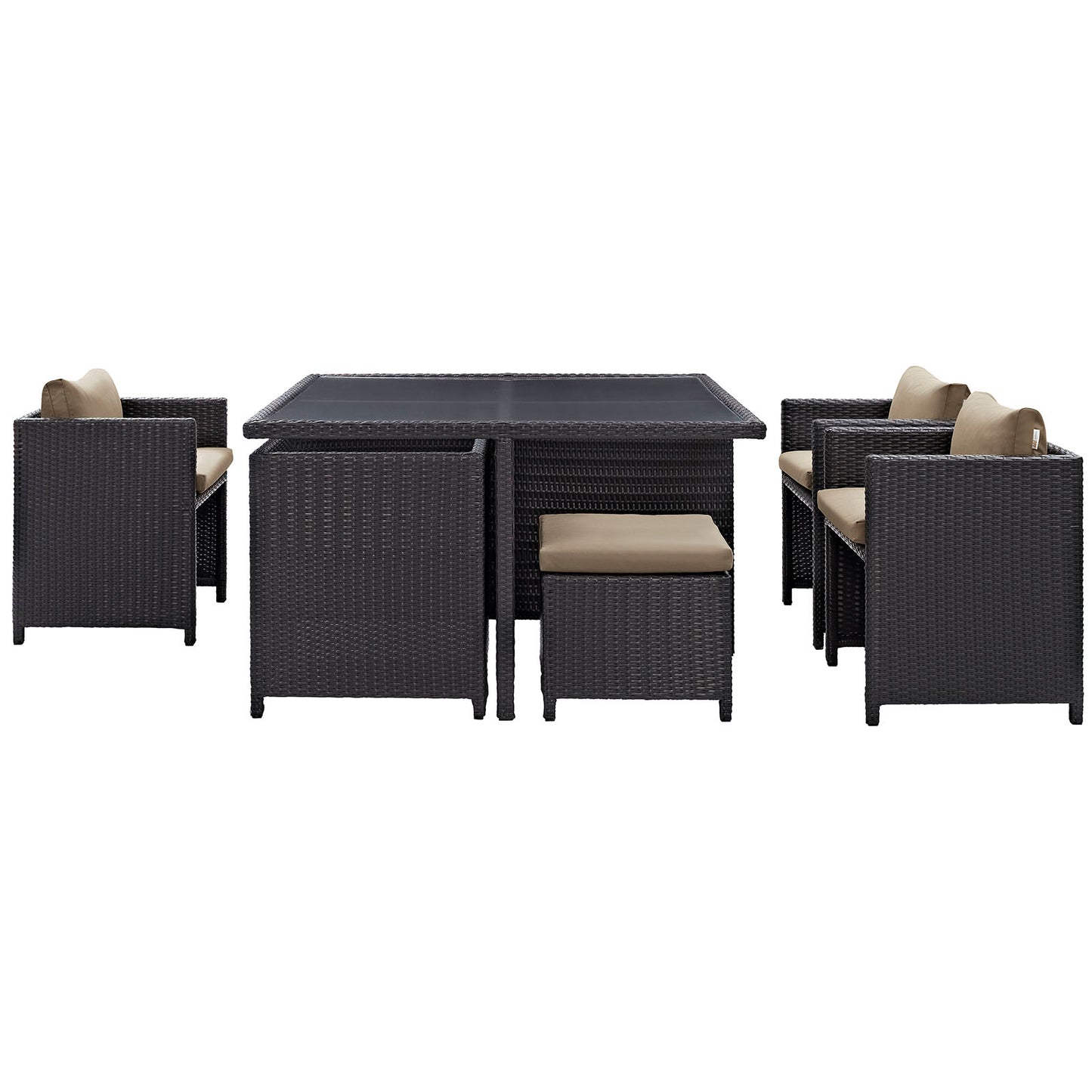Modway Outlet Inverse 9 Piece Outdoor Patio Dining Set by Modway  Outdoor Furniture Furniture Espresso Mocha - EEI-726-EXP-MOC