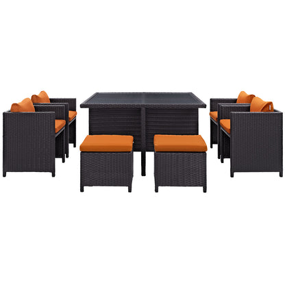 Modway Outlet Inverse 9 Piece Outdoor Patio Dining Set by Modway  Outdoor Furniture Furniture Espresso Orange - EEI-726-EXP-ORA