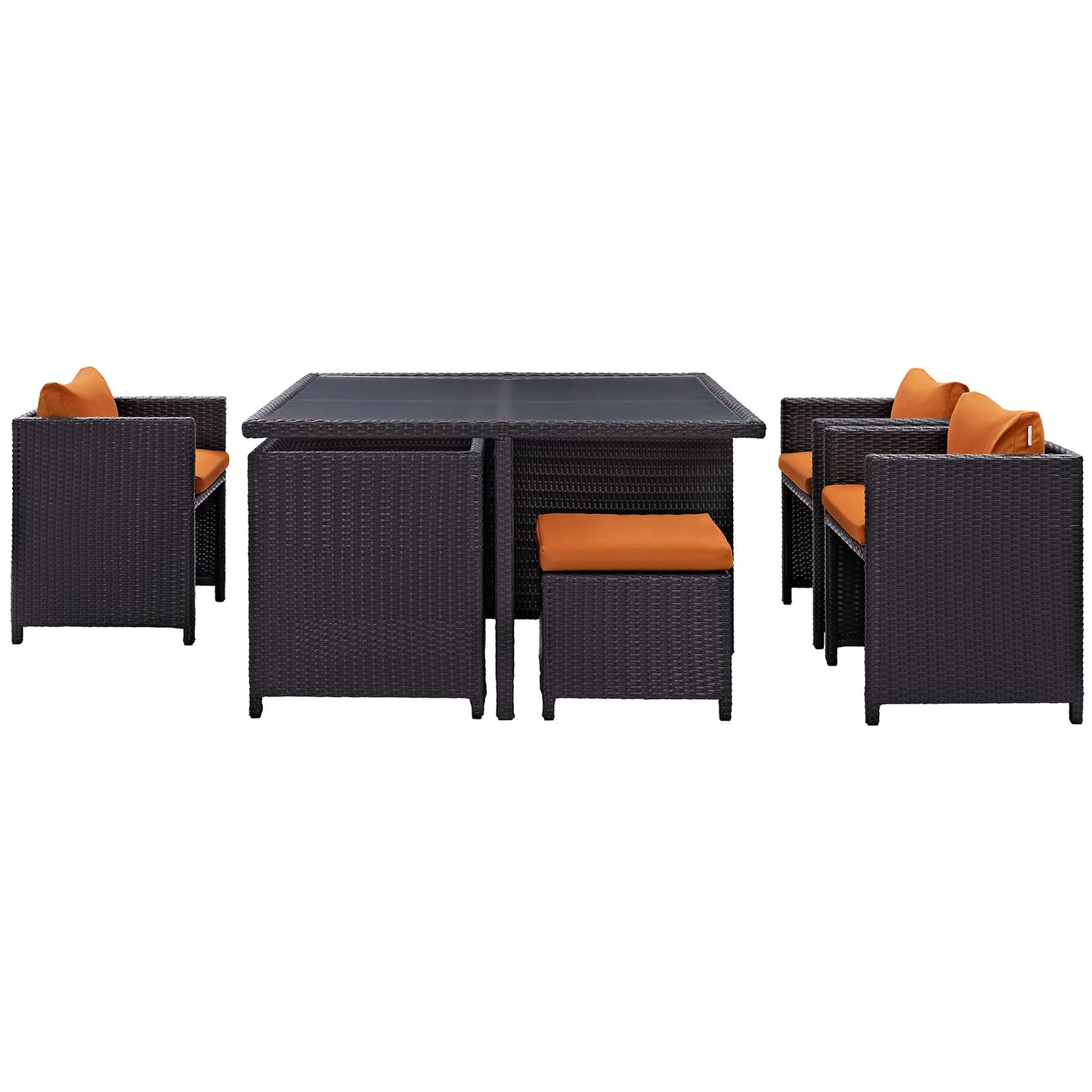 Modway Outlet Inverse 9 Piece Outdoor Patio Dining Set by Modway  Outdoor Furniture Furniture Espresso Orange - EEI-726-EXP-ORA