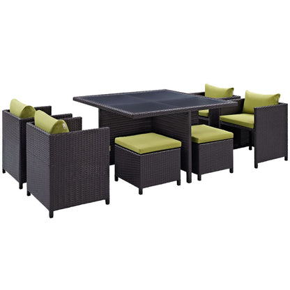 Modway Outlet Inverse 9 Piece Outdoor Patio Dining Set by Modway  Outdoor Furniture Furniture Espresso Peridot - EEI-726-EXP-PER
