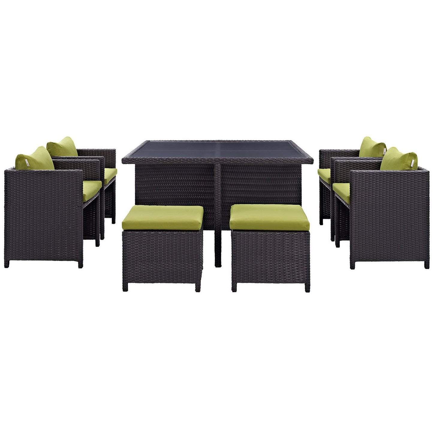 Modway Outlet Inverse 9 Piece Outdoor Patio Dining Set by Modway  Outdoor Furniture Furniture Espresso Peridot - EEI-726-EXP-PER