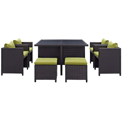 Modway Outlet Inverse 9 Piece Outdoor Patio Dining Set by Modway  Outdoor Furniture Furniture Espresso Peridot - EEI-726-EXP-PER