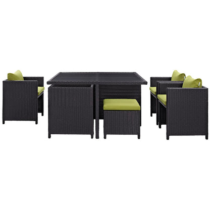 Modway Outlet Inverse 9 Piece Outdoor Patio Dining Set by Modway  Outdoor Furniture Furniture Espresso Peridot - EEI-726-EXP-PER
