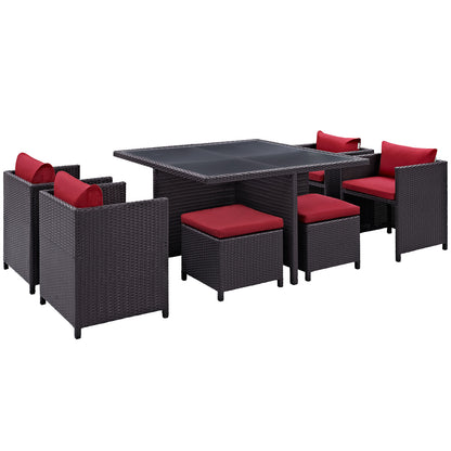 Modway Outlet Inverse 9 Piece Outdoor Patio Dining Set by Modway  Outdoor Furniture Furniture Espresso Red - EEI-726-EXP-RED