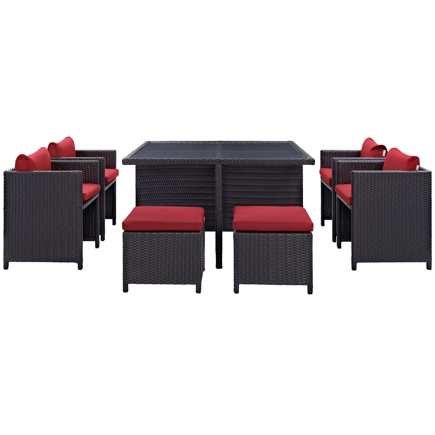 Modway Outlet Inverse 9 Piece Outdoor Patio Dining Set by Modway  Outdoor Furniture Furniture Espresso Red - EEI-726-EXP-RED