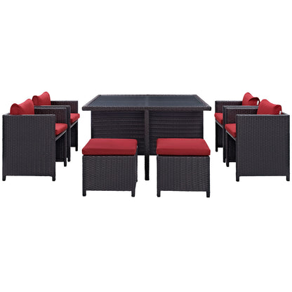 Modway Outlet Inverse 9 Piece Outdoor Patio Dining Set by Modway  Outdoor Furniture Furniture Espresso Red - EEI-726-EXP-RED