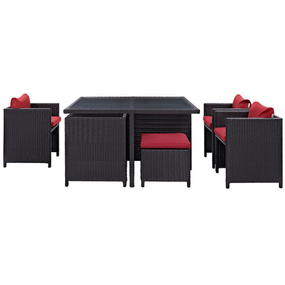 Modway Outlet Inverse 9 Piece Outdoor Patio Dining Set by Modway  Outdoor Furniture Furniture Espresso Red - EEI-726-EXP-RED