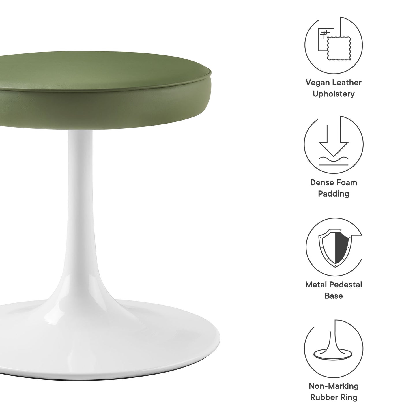 Modway - Lippa Vegan Leather Round Stool by Modway  Bar and Dining Bar and Counter Stools Green - EEI-7264-LEA