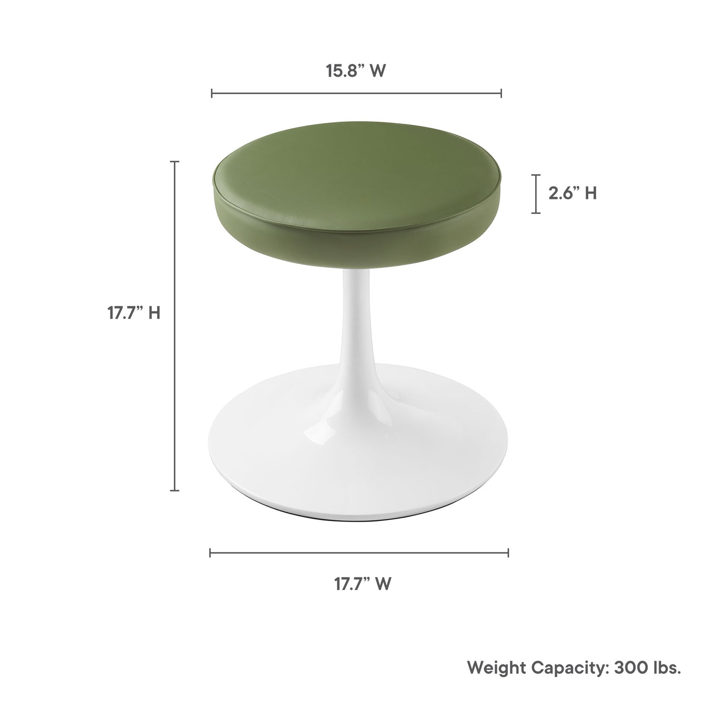 Modway - Lippa Vegan Leather Round Stool by Modway  Bar and Dining Bar and Counter Stools Green - EEI-7264-LEA