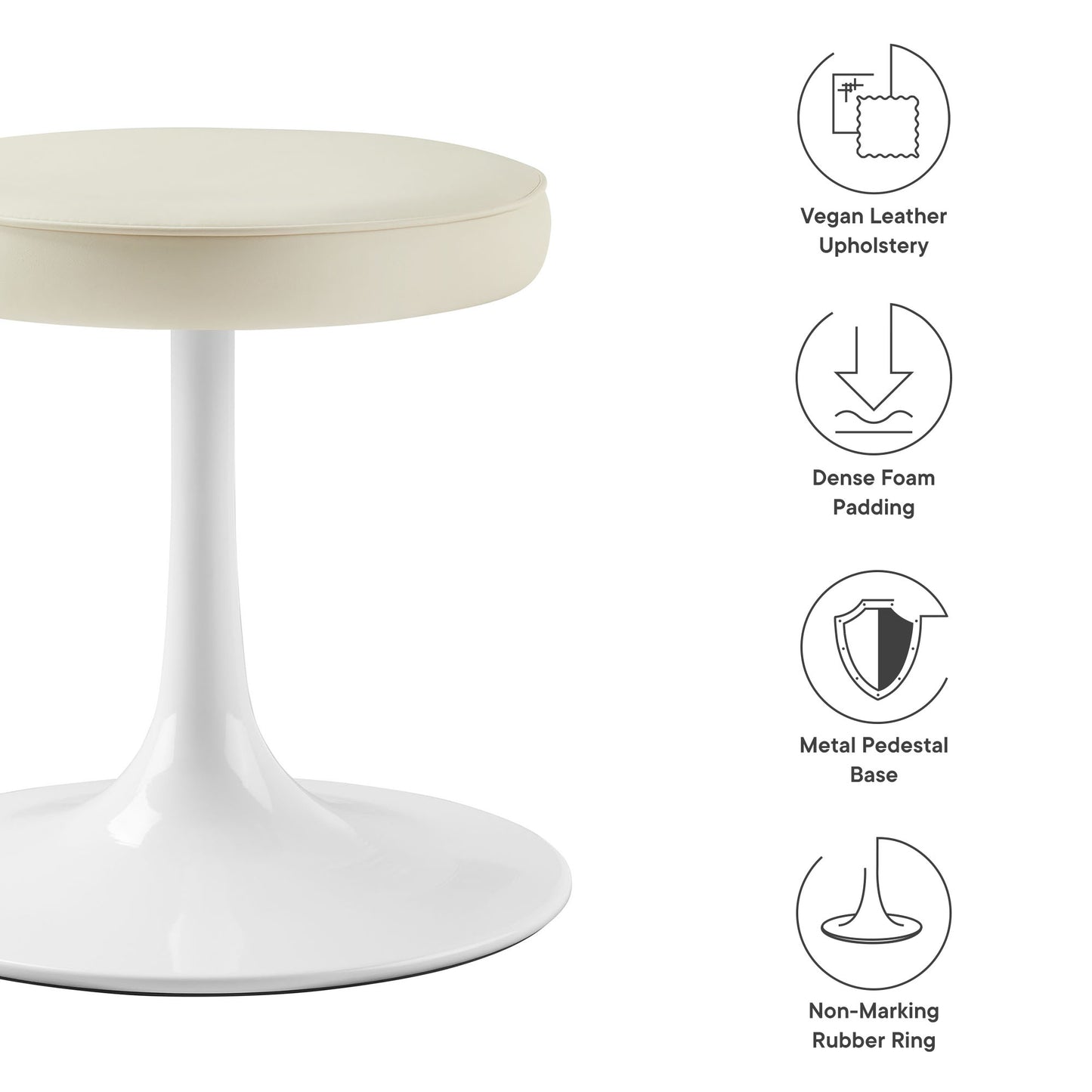 Modway - Lippa Vegan Leather Round Stool by Modway  Bar and Dining Bar and Counter Stools Ivory - EEI-7264-STO