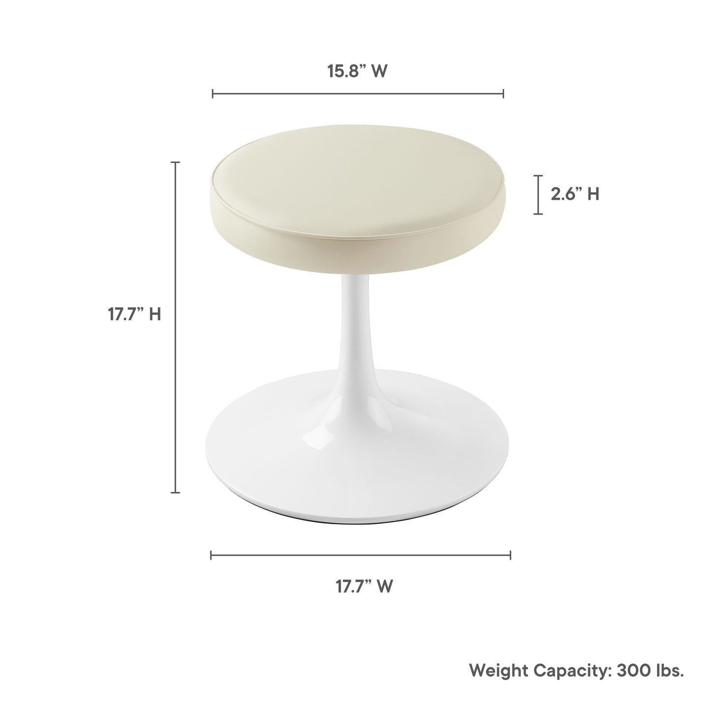 Modway - Lippa Vegan Leather Round Stool by Modway  Bar and Dining Bar and Counter Stools Ivory - EEI-7264-STO