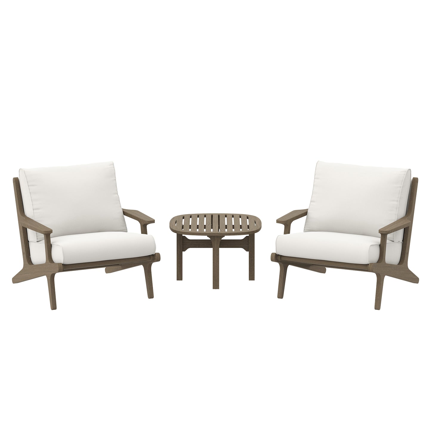 Modway - Saratoga 3-Piece Outdoor Patio Teak Wood Furniture Set with Lounge Chairs and Side Table by Modway  Outdoor Furniture Sofa Sectionals White - EEI-7267-WGR-WHI