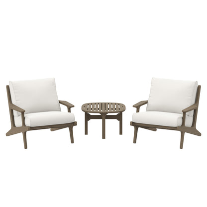 Modway - Saratoga 3-Piece Outdoor Patio Teak Wood Furniture Set with Lounge Chairs and Side Table by Modway  Outdoor Furniture Sofa Sectionals White - EEI-7267-WGR-WHI