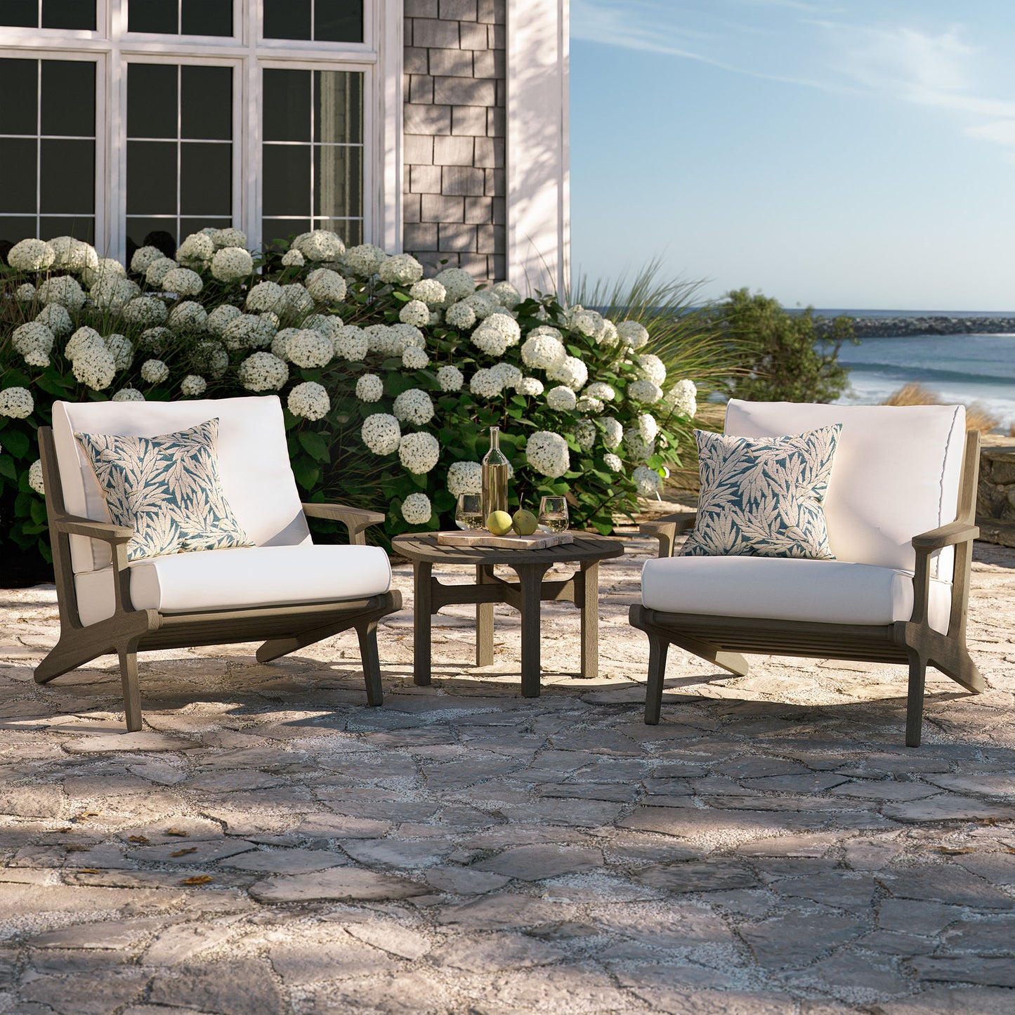 Modway - Saratoga 3-Piece Outdoor Patio Teak Wood Furniture Set with Lounge Chairs and Side Table by Modway  Outdoor Furniture Sofa Sectionals White - EEI-7267-WGR-WHI