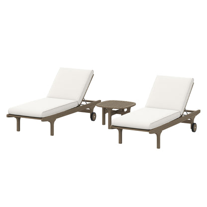 Modway - Saratoga Outdoor Patio Teak Wood 3-Piece Chaise Lounge Furniture Set by Modway  Outdoor Furniture Sofa Sectionals White - EEI-7269-WGR-WHI