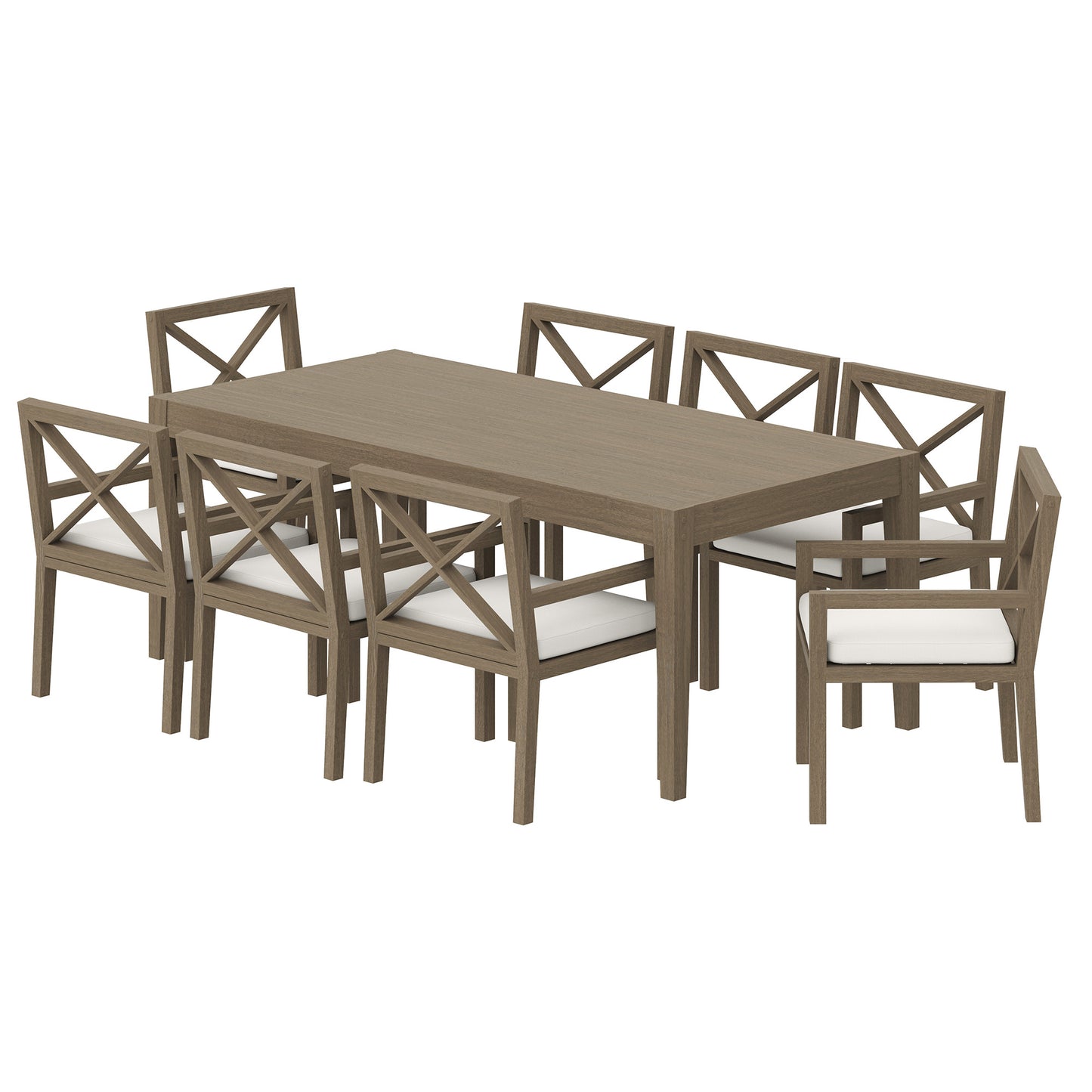 Modway - Northlake 9-Piece Outdoor Patio Teak Wood Dining Set by Modway  Outdoor Furniture Bar and Dining Gray - EEI-7271-WGR-WHI