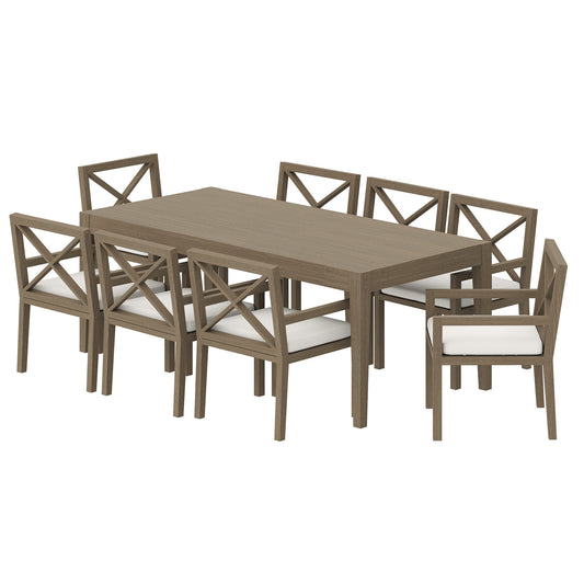Modway - Northlake 9-Piece Outdoor Patio Teak Wood Dining Set by Modway  Outdoor Furniture Bar and Dining Gray - EEI-7271-WGR-WHI