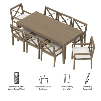 Modway - Northlake 9-Piece Outdoor Patio Teak Wood Dining Set by Modway  Outdoor Furniture Bar and Dining Gray - EEI-7271-WGR-WHI