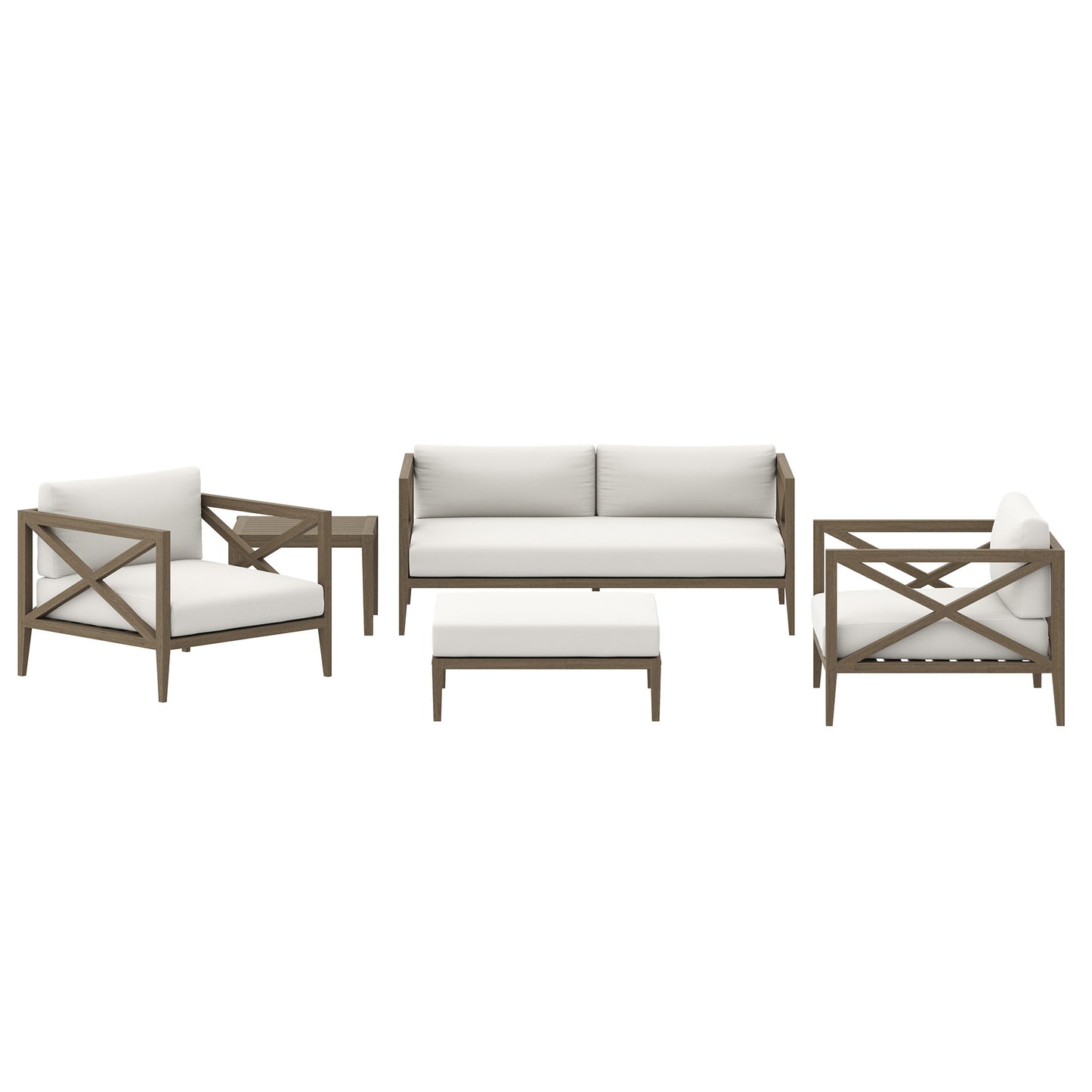 Modway - Northlake 5-Piece Outdoor Patio Teak Wood Furniture Set by Modway  Outdoor Furniture Sofa Sectionals Brown - EEI-7274-WGR-WHI