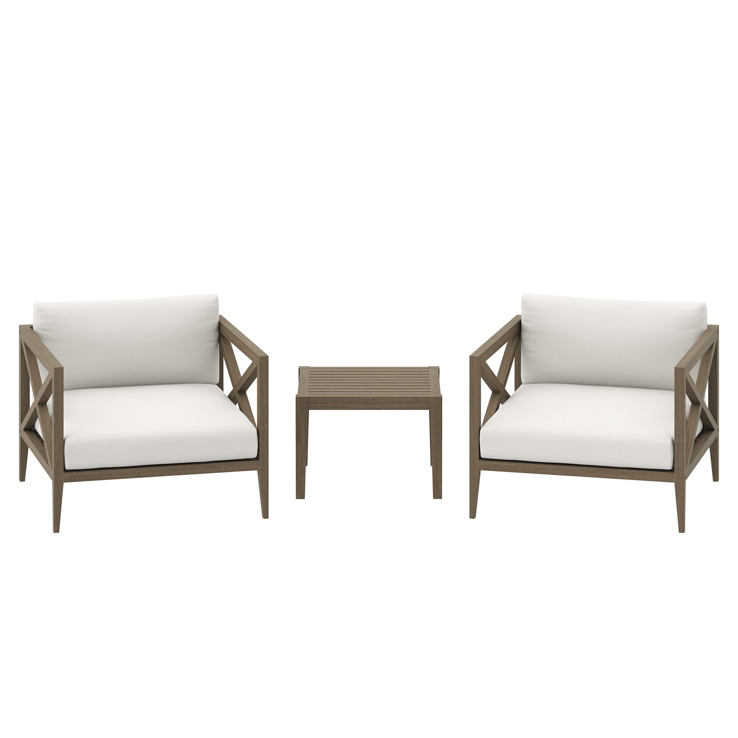 Modway - Northlake 3-Piece Outdoor Patio Teak Wood Furniture Set with Armchair and Side Table by Modway  Outdoor Furniture Sofa Sectionals Brown - EEI-7275-WGR-WHI