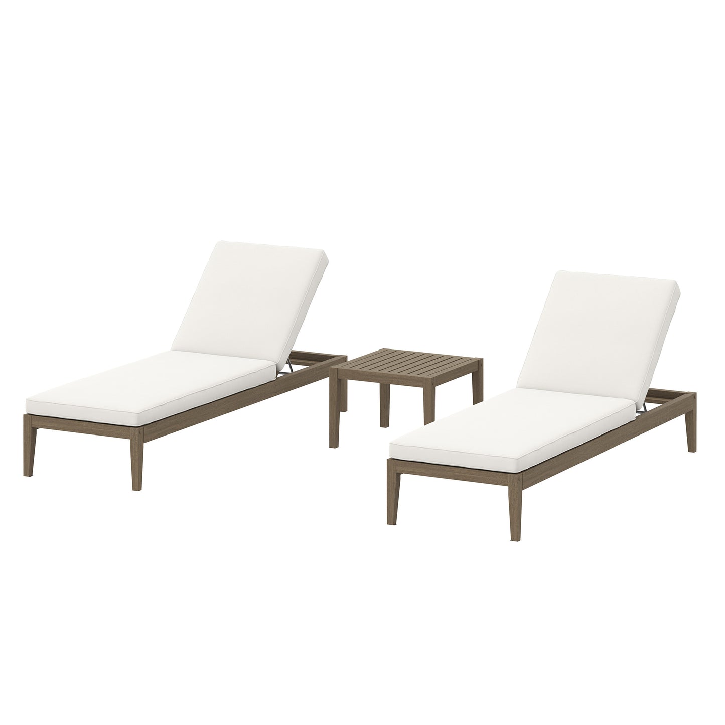 Modway - Northlake 3-Piece Outdoor Patio Teak Wood Furniture Set with Chaise Lounges and Side Table by Modway  Outdoor Furniture Sofa Sectionals Brown - EEI-7276-WGR-WHI