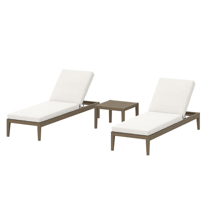 Modway - Northlake 3-Piece Outdoor Patio Teak Wood Furniture Set with Chaise Lounges and Side Table by Modway  Outdoor Furniture Sofa Sectionals Brown - EEI-7276-WGR-WHI