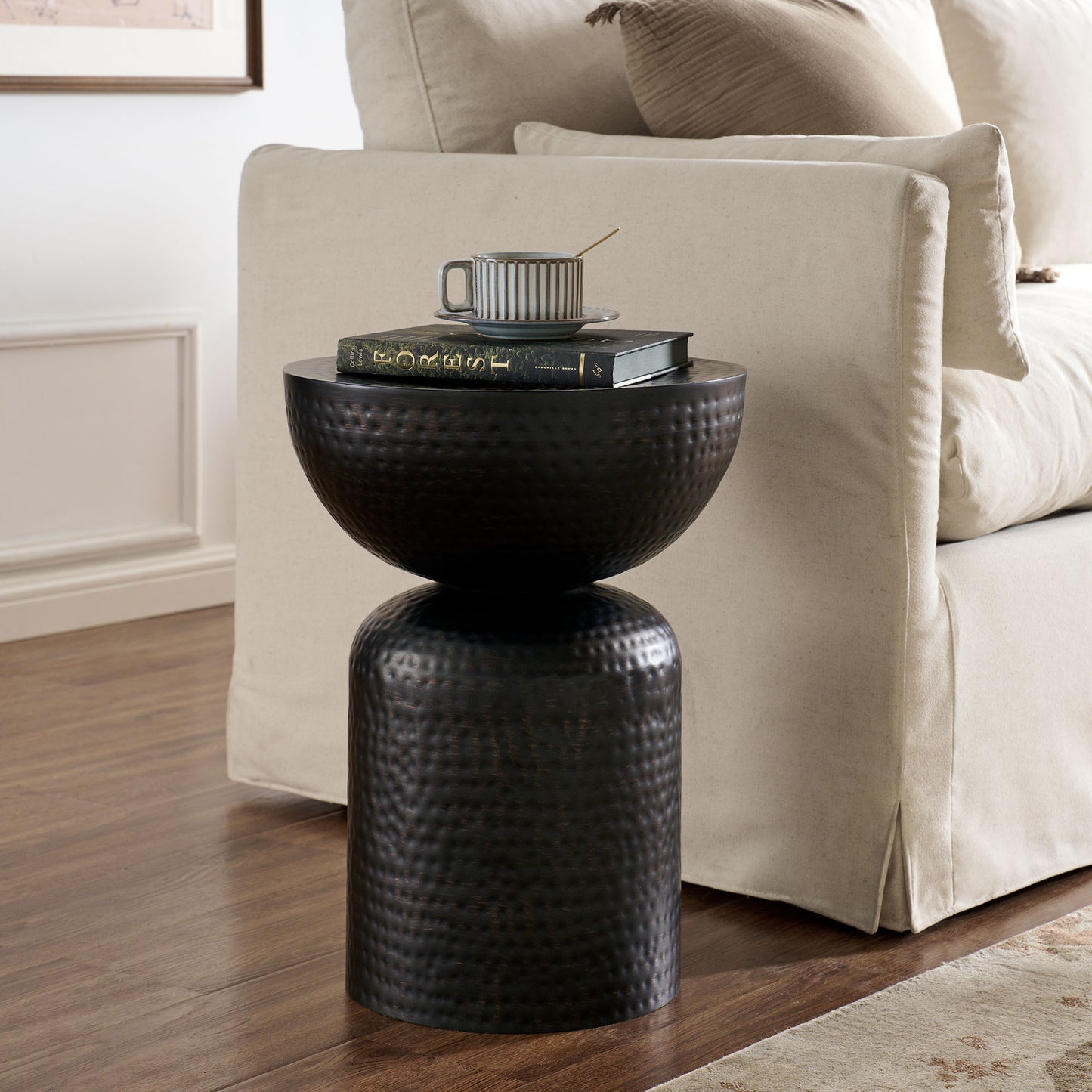 Modway - Mella Metal Hammered Side Table by Modway  Living Room Tables Black - EEI-7278-BLK