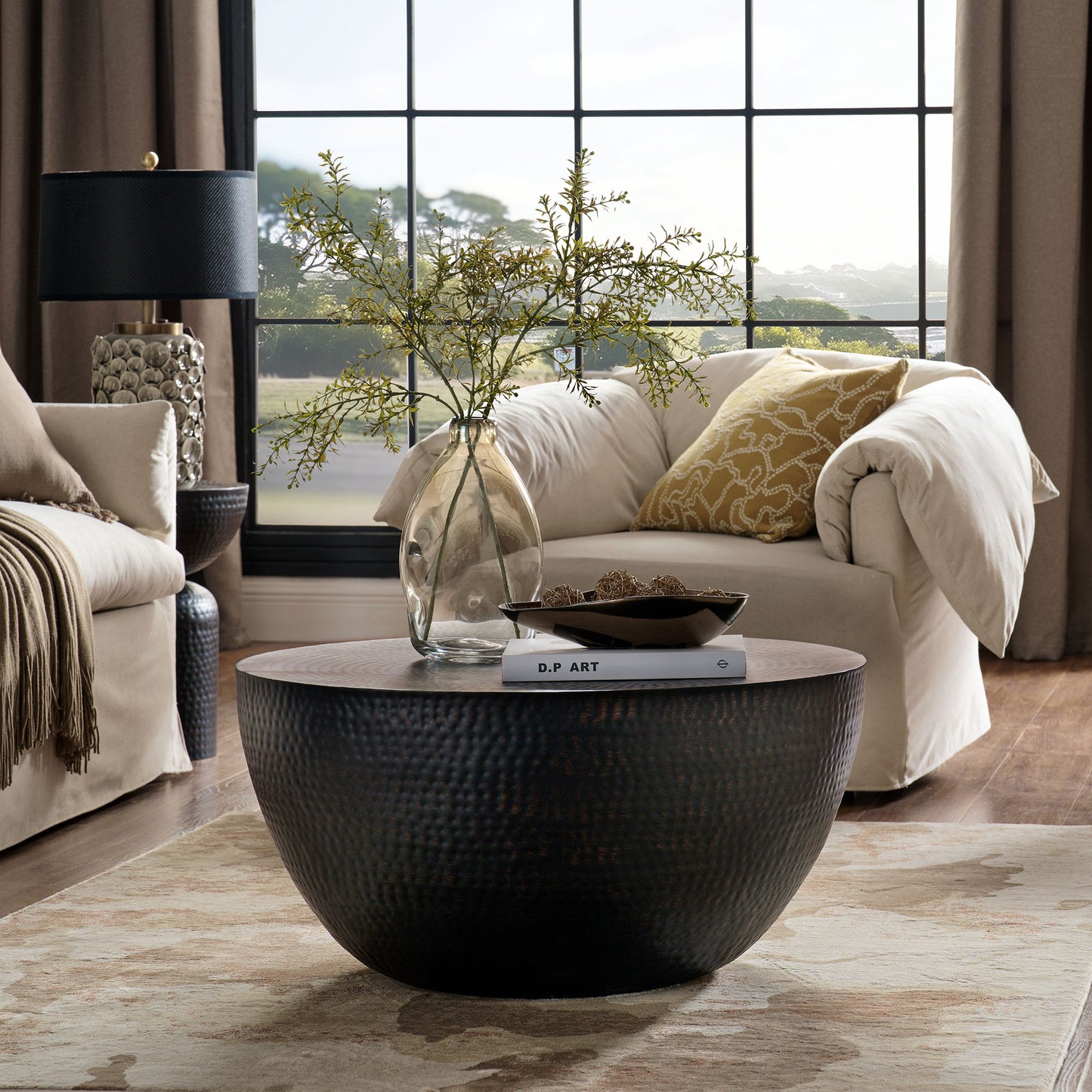 Modway - Mella 32 Inch Metal Hammered Coffee Table by Modway  Living Room Tables Black - EEI-7279-BLK