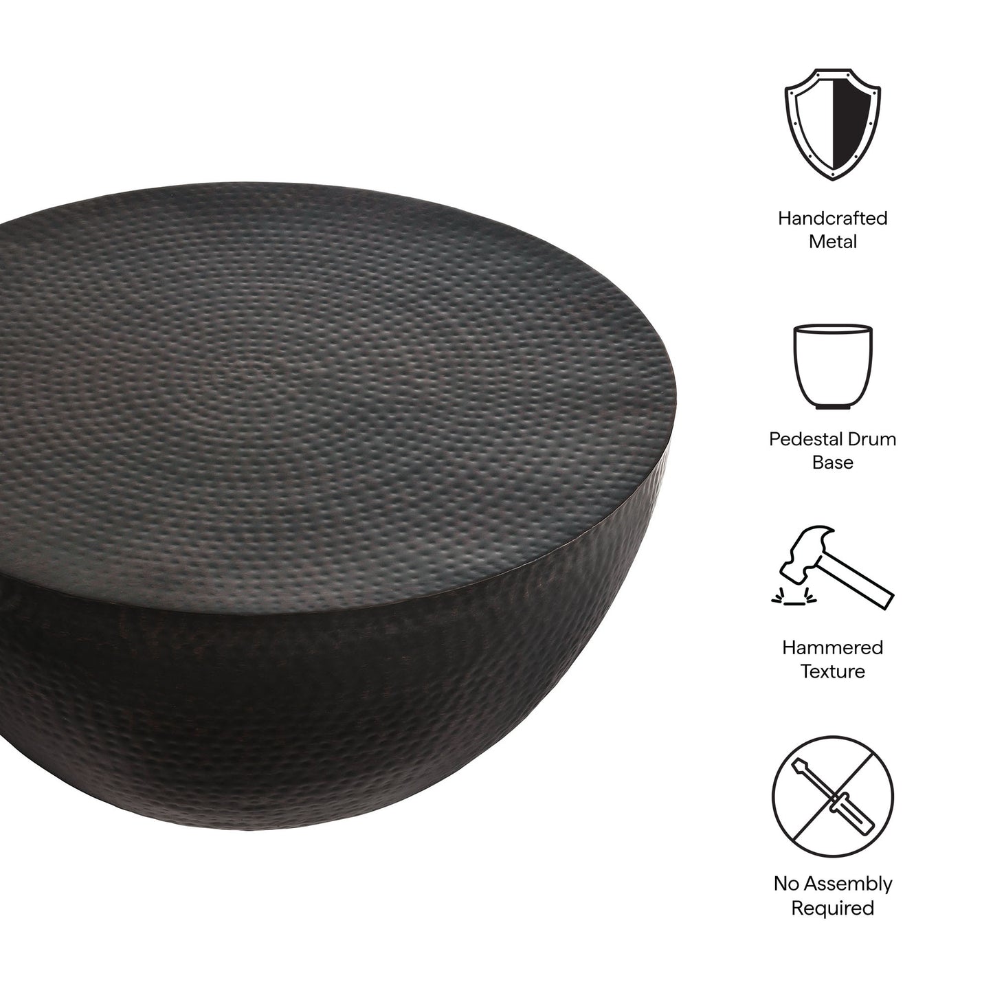 Modway - Mella 32 Inch Metal Hammered Coffee Table by Modway  Living Room Tables Black - EEI-7279-BLK