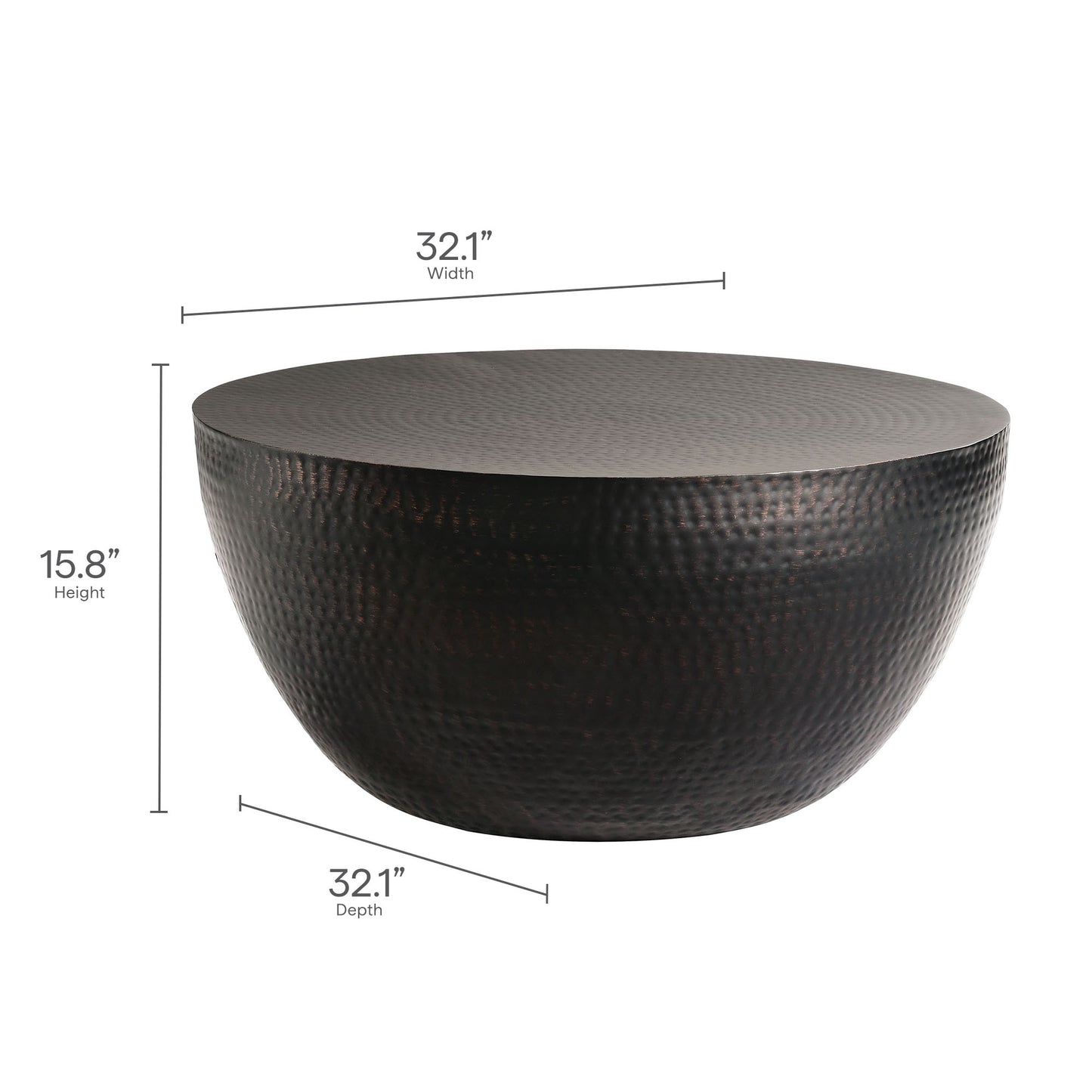 Modway - Mella 32 Inch Metal Hammered Coffee Table by Modway  Living Room Tables Black - EEI-7279-BLK