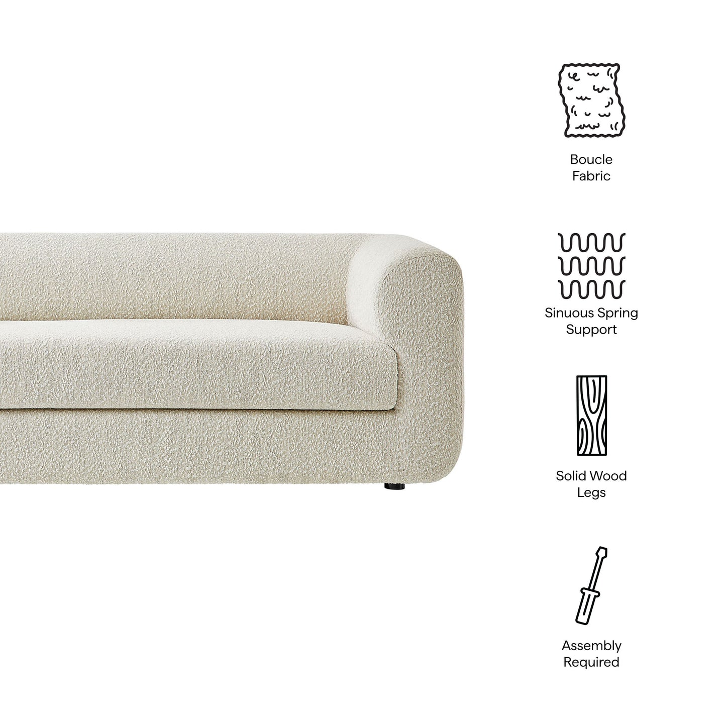 Modway - Leif 89" Boucle Upholstered Sofa by Modway  Living Room Sofas and Armchairs White - EEI-7280-PRL