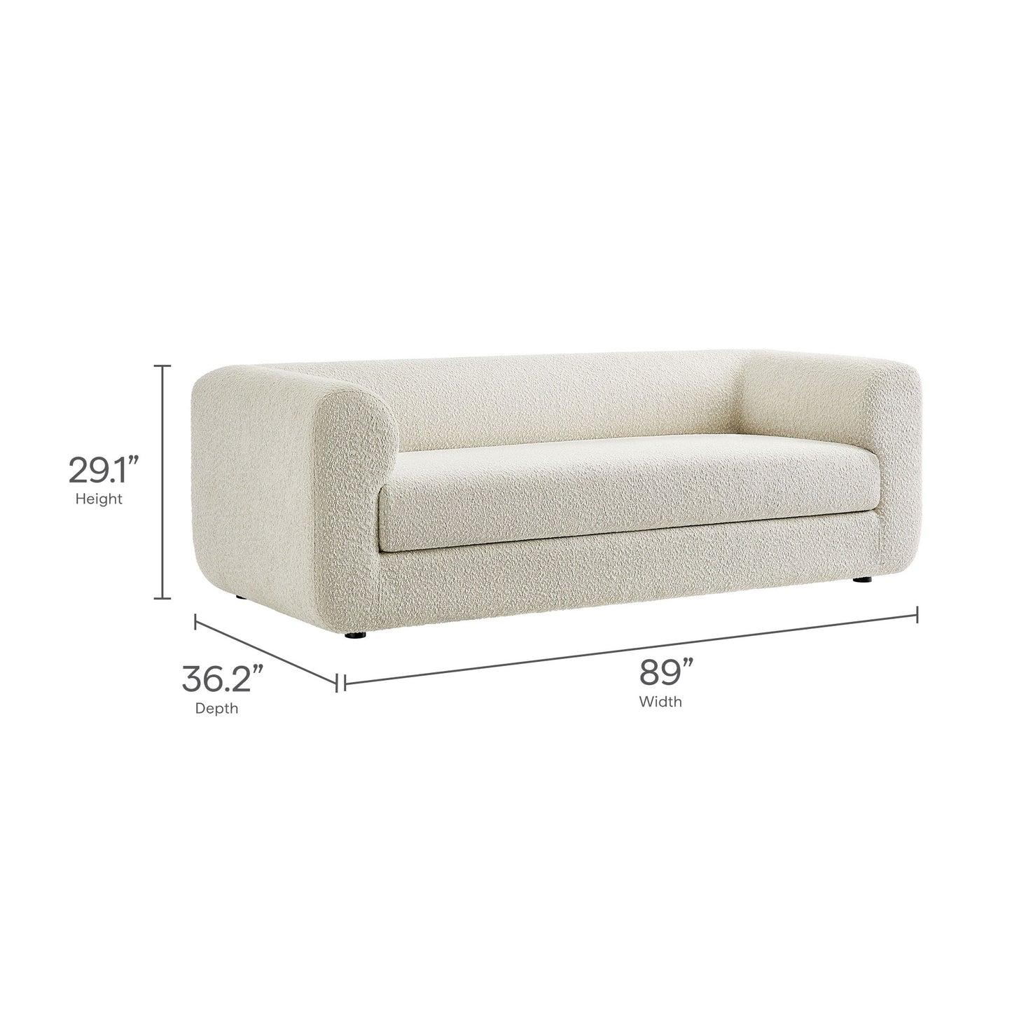 Modway - Leif 89" Boucle Upholstered Sofa by Modway  Living Room Sofas and Armchairs White - EEI-7280-PRL