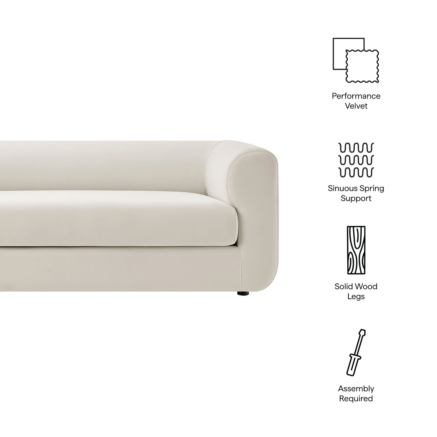 Modway - Leif 89" Performance Velvet Upholstered Sofa by Modway  Living Room Sofas and Armchairs White - EEI-7281-ALA