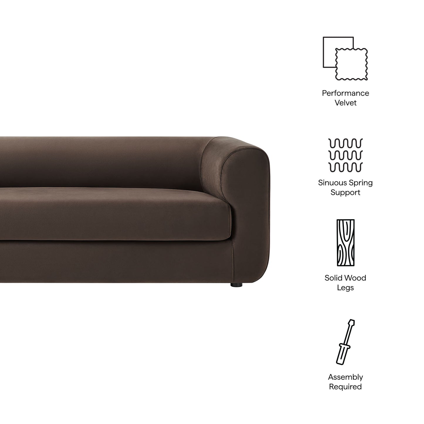 Modway - Leif 89" Performance Velvet Upholstered Sofa by Modway  Living Room Sofas and Armchairs Brown - EEI-7281-CHB