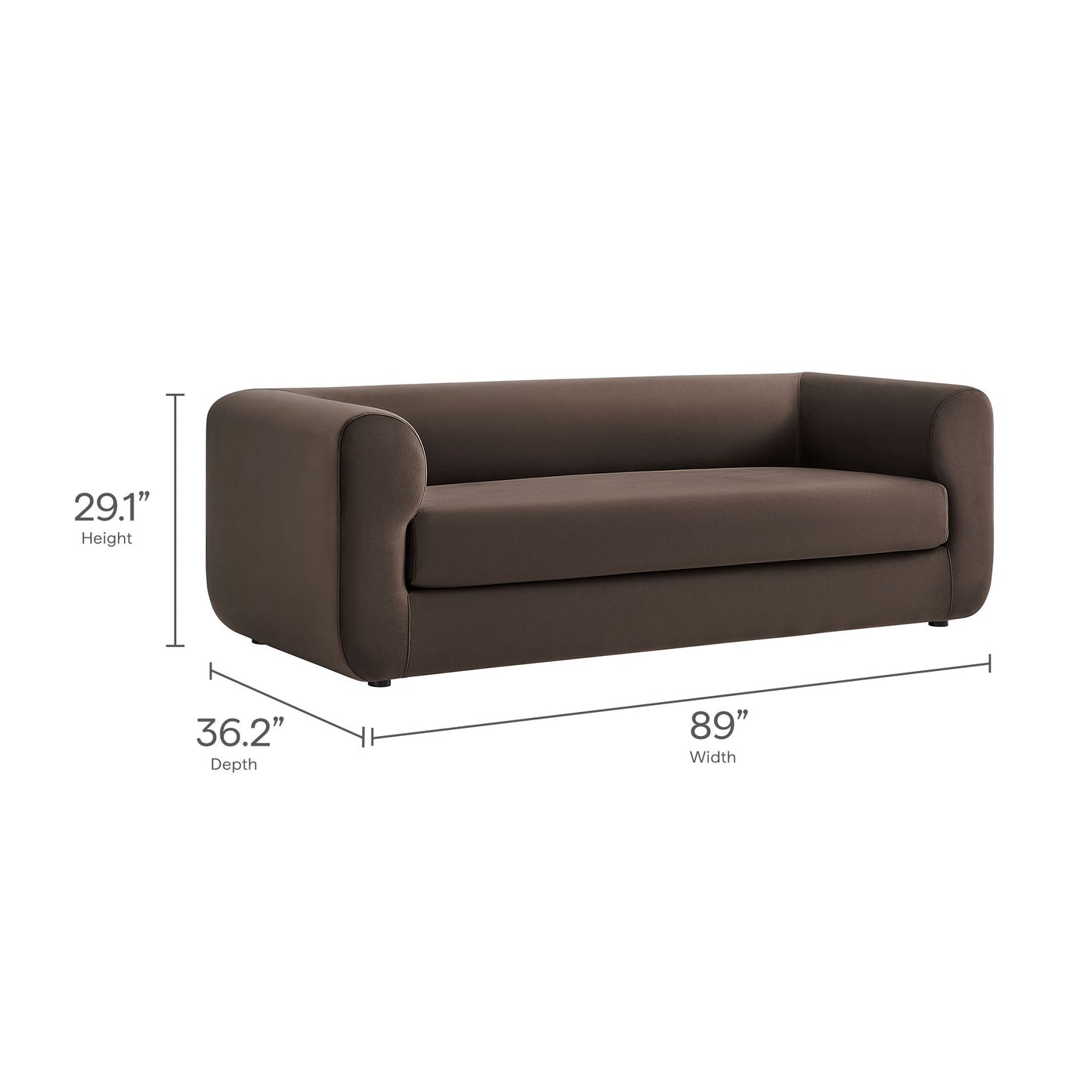 Modway - Leif 89" Performance Velvet Upholstered Sofa by Modway  Living Room Sofas and Armchairs Brown - EEI-7281-CHB