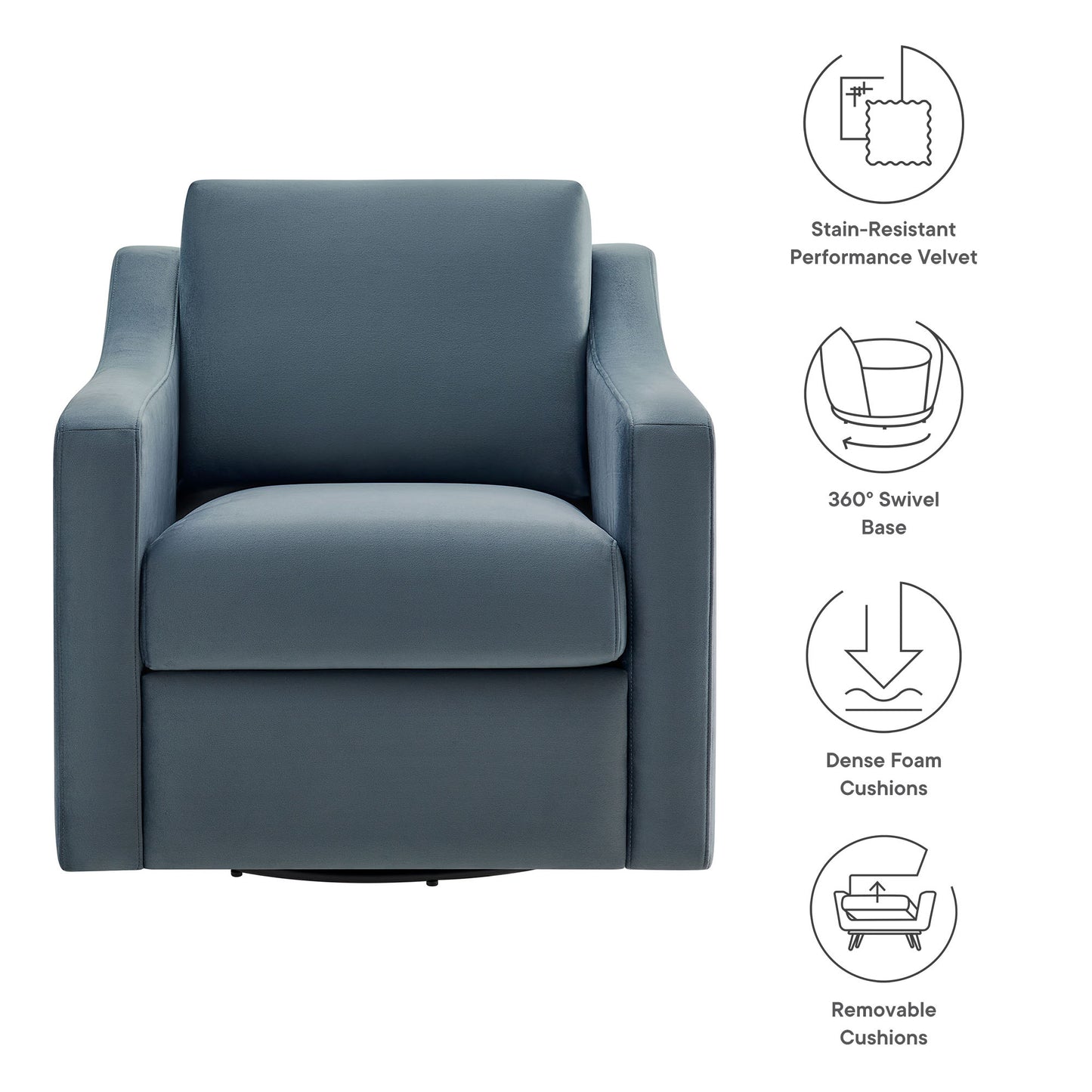 Modway - Liora Performance Velvet Armchair by Modway  Living Room Sofas and Armchairs Blue - EEI-7282-CAB