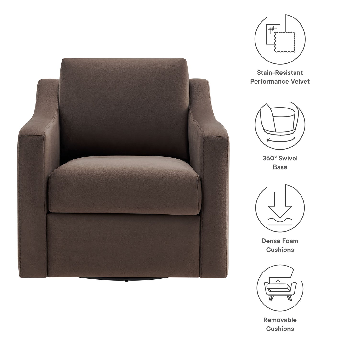 Modway - Liora Performance Velvet Armchair by Modway  Living Room Sofas and Armchairs Brown - EEI-7282-CHB