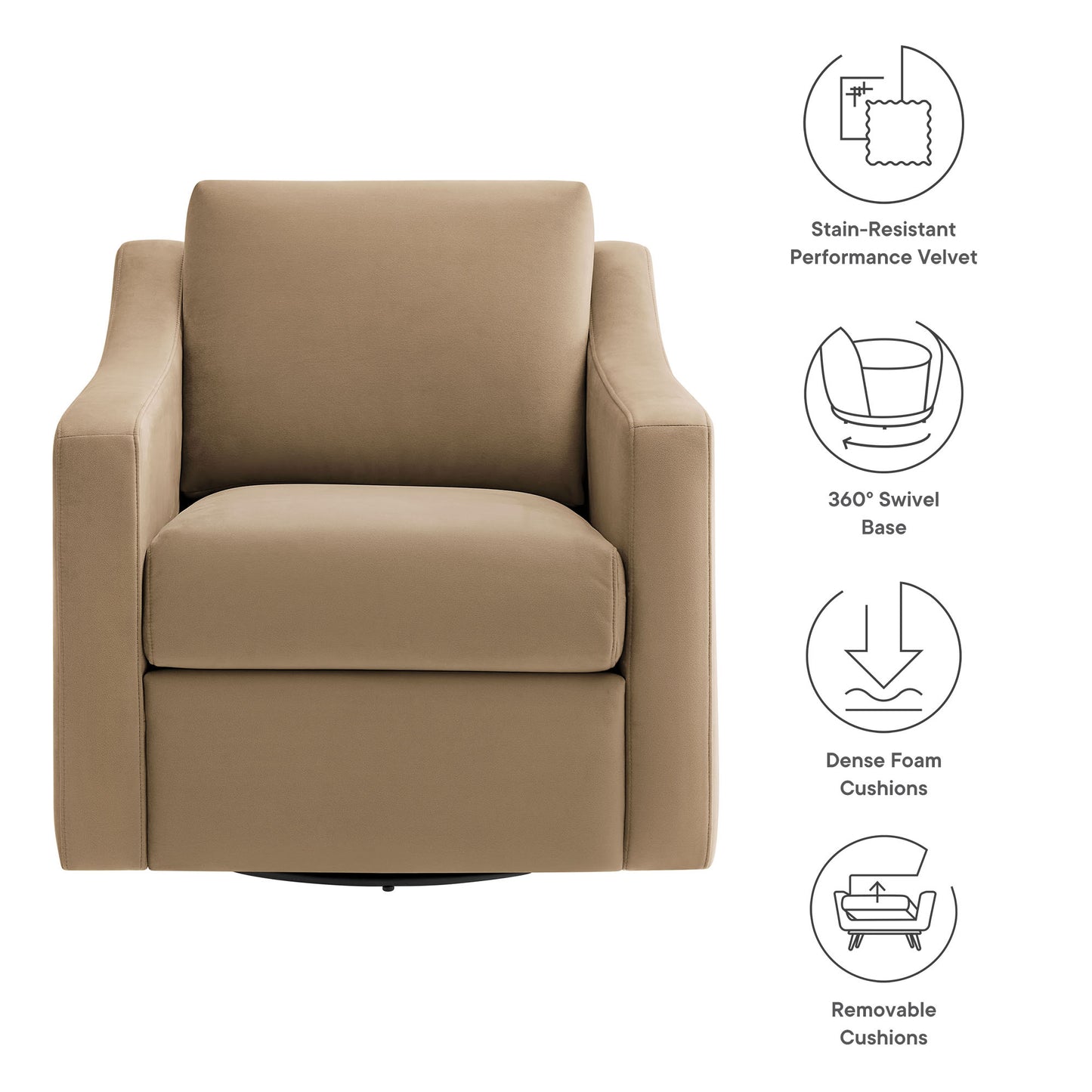 Modway - Liora Performance Velvet Armchair by Modway  Living Room Sofas and Armchairs Brown - EEI-7282-TAU