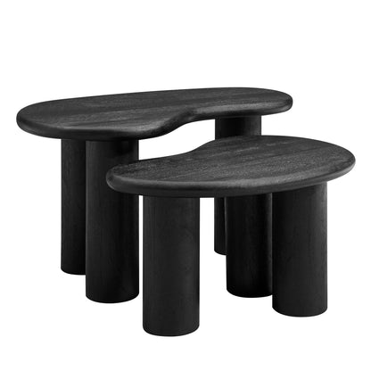 Modway - Hackney Mango Wood Nesting Coffee Table Set by Modway  Living Room Tables Black - EEI-7283-BLK