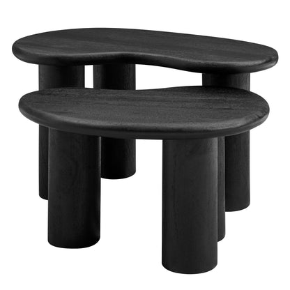 Modway - Hackney Mango Wood Nesting Coffee Table Set by Modway  Living Room Tables Black - EEI-7283-BLK