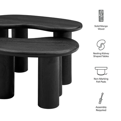 Modway - Hackney Mango Wood Nesting Coffee Table Set by Modway  Living Room Tables Black - EEI-7283-BLK