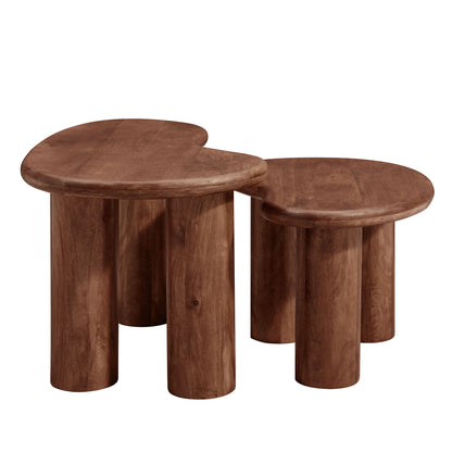 Modway - Hackney Mango Wood Nesting Coffee Table Set by Modway  Living Room Tables Brown - EEI-7283-WAL