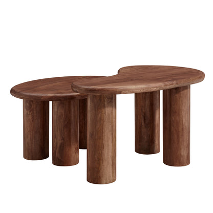 Modway - Hackney Mango Wood Nesting Coffee Table Set by Modway  Living Room Tables Brown - EEI-7283-WAL